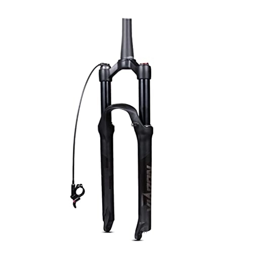 Mountain Bike Fork : LHHL MTB Air Suspension Fork 26 27.5 29inch XC Mountain Bike Forks Remote Lockout Travel 100mm 1-1 / 2" Tapered Disc Brake QR 9mm Rebound Adjust Bicycle Fork (Color : Black, Size : 29")
