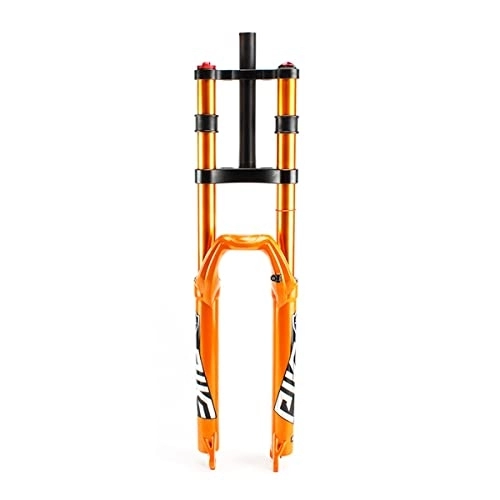 Mountain Bike Fork : LHHL MTB Suspension Air Fork 26 27.5 29 Inch Double Shoulder Bike Fork 130mm Travel Mountain Bike Aluminum Alloy Fork 9 * 100mm Axle QR Straight Tube 1-1 / 8 (Color : Orange, Size : 29 inch)