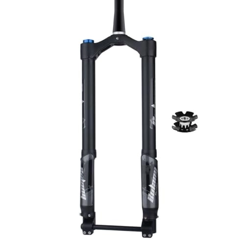Mountain Bike Fork : LHHL MTB Suspension Fork With Air Damping 26 / 27.5 / 29 Inch Inverted Fork 1-1 / 2" Tapered Tube 120mm Travel Manual Lockout Ultralight Snow Mountain Bike Front Fork (Color : Black, Size : 27.5inch)