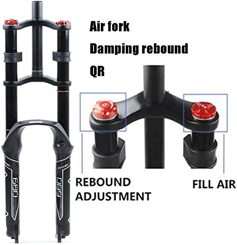Mountain Bike Fork : LIMQ Air Bike Suspension Fork 26 / 27.5 / 29"MTB Double Shoulder Downhill Abseiling Shock Absorber Travel 130mm Damping Disc Brake QR DH / AM / FR, A-Black-26in