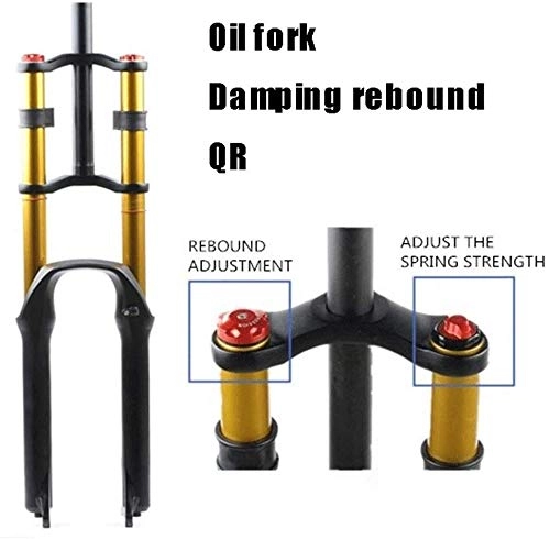Mountain Bike Fork : LIMQ Bicycle Suspension Fork 26 / 27.5 / 29"MTB Double Shoulder Hydraulic Rappelling Damping Disc Brake DH / AM / FR 1-1 / 8" QR Travel 130mm, A-Gold-27.5in