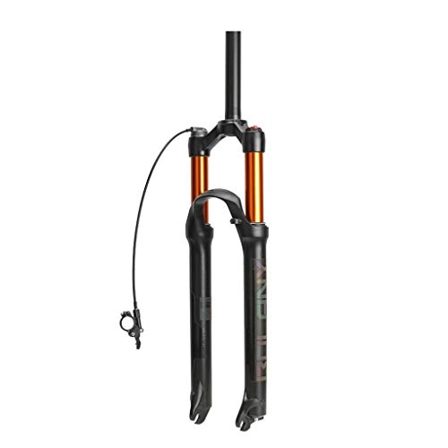 Mountain Bike Fork : LJP 26", 27.5", 29" Mountain Bicycle Suspension Forks Straight Damping Adjustment Air Pressure Shock Absorber Front Fork Gas Fork Accessories Downhill (Color : Gold, Size : 26")