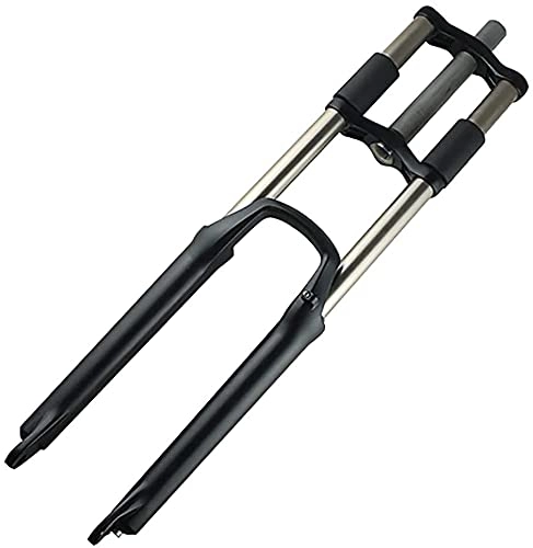 Mountain Bike Fork : LLDKA 26 inches fork for bicycle, double shoulder entirely in aluminum covered in titanium / brake with a Bicycle Fork column, Black