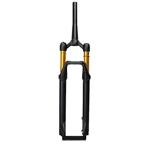 Mountain Bike Fork : LLGHT Bicycle Fork MTB Double Air Chamber Fork 26 27.5 Inch Bike Suspension Fork Disc Brake Straight Tube 1-1 / 8”QR 9mm Travel 120mm Manual ABS Lock XC Bicycle 1700g (Color : Gold, Size : 27.5inch)