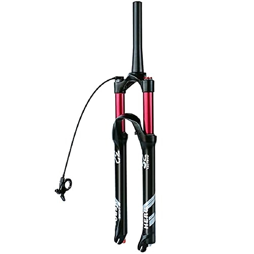 Mountain Bike Fork : LLGHT Bike Front Fork MTB Bike Fork 26 27.5 29" Disc Brake Air Suspension Fork 1-1 / 8" and 1-1 / 2" QR 9mm with Rebound Adjustment 100mm Travel Ultralight (Color : Cone RL, Size : 29 inch)