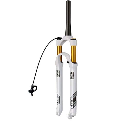 Mountain Bike Fork : LLGHT Disc Brake Fork Bike Suspension Forks 26 / 27.5 / 29 Inch Mtb Bicycle Forks Cone Tube 1-1 / 2" Quick Release Travel 100mm Manual / Remote Lockout White (Color : Cone RL, Size : 27.5inch)