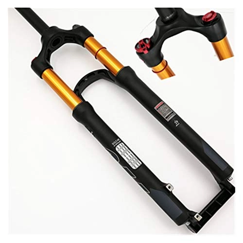 Mountain Bike Fork : LTH-GD Bike Suspension Forks Mountain bicycle Fork 26in 27.5in 29 inch Gold Pipe Travel suspension fork air damping front fork remote and m Tapered Steerer and Straight Steerer Front Fork