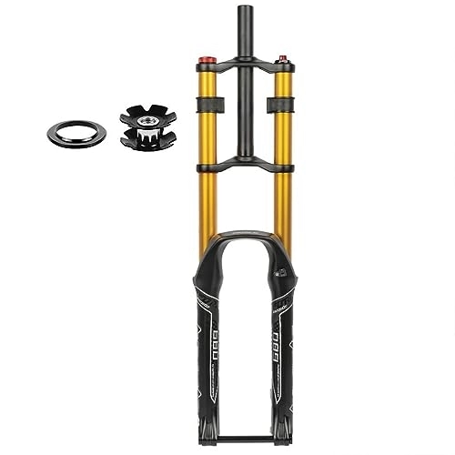 Mountain Bike Fork : LUXXA 26 27.5 29 Inch Mountain Bike Fork, Adjustable Damping System with 100mm Travel, 9mm Axle, Gold-29inch