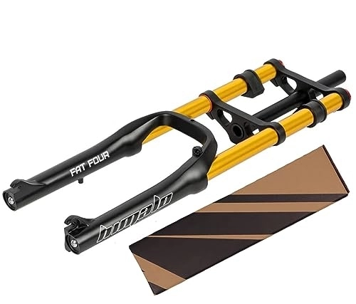 Mountain Bike Fork : LUXXA Mountain bike fork, with adjustable damping system, suitable for mountain bike / XC / ATV, Gold-20