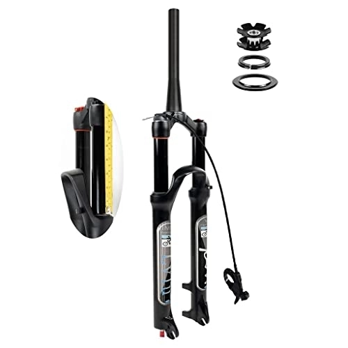 Mountain Bike Fork : LvTu 26 27.5 29 inch Mountain Bike Suspension Fork 160mm Travel MTB Fork 1-1 / 8" Bicycle Air Forks for Downhill Cycling - Black (Color : Tapered Remote lockout, Size : 29 inch)