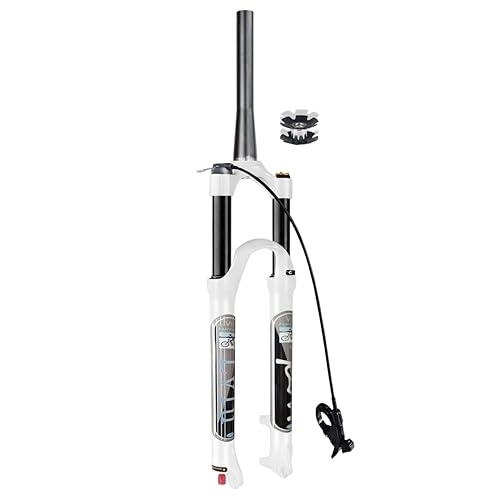 Mountain Bike Fork : LvTu Air Mountain Bike Suspension Fork 26 27.5 29 inch 140mm Travel, Disc Brake Bicycle MTB Front Forks 1-1 / 8 with Rebound Adjustment (Color : Tapered remote lockout, Size : 29)