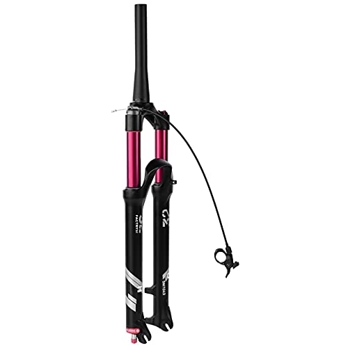 Mountain Bike Fork : LvTu Bicycle Suspension Fork 26 27.5 29 Inch, Ultralight Alloy Mountain Bike Air Fork Travel 140mm Straight / Tapered Tube for 1.5-2.45" Tires (Color : Tapered Remote Lock out, Size : 29 inch)