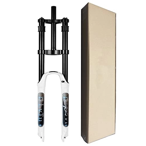Mountain Bike Fork : LvTu Mountain Bike Fork 26 27.5 29 Inch Air 1-1 / 8" Double Shoulder MTB DH Suspension Fork Bicycle Front Shock Absorber (Color : White, Size : 29")
