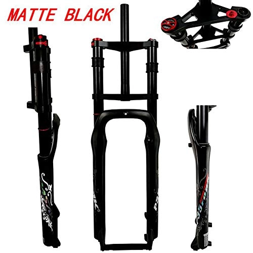 Mountain Bike Fork : LYGID Suspension Mountain Bike Bicycle MTB Fork Aluminum Alloy Special for Disc Brakes Support for Hydraulic Disc Shoulder Control Lock Front Fork 26 Inch, MatteBlack