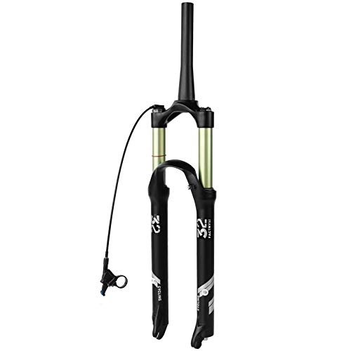 Mountain Bike Fork : LYYCX 26 27.5 Inch Bicycle MTB Air Fork, 140mm Travel Ultralight Alloy 9mm QR Bike Forks for Disc Brake Bicycle (Color : Tapered Remote Lockout, Size : 26 inch)