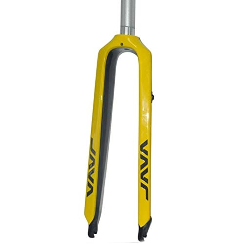 Mountain Bike Fork : MBZL Mountain Bike Front Fork Carbon Fiber Hard Fork 26 / 27.5 Inch Bicycle Carbon Fork Disc Brake Cone Tube (Color : Yellow)