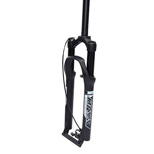 Mountain Bike Fork : MDZZ Bike Suspension Fork Mountain Bike Front Fork lock front fork shoulder control wire control black inner tube magnesium alloy gas (Color : Black-Wire-control)