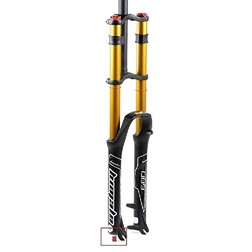 Mountain Bike Fork : MEIJUN MTB Bike Front Fork 26 27.5 29 Inch Double Shoulder Control Downhill Suspension DH Air Pressure Straight Tube Ultralight Bicycle Shock Absorber Rebound Adjust (Color : Gold, Size : 27.5 inch)