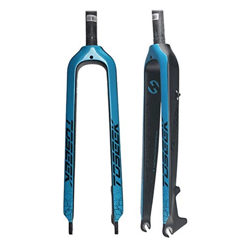Mountain Bike Fork : MEILINL 3K Carbon Fiber Bike Front Fork Suspension Forks Steerer Tube Diameter 28.6Mm (1-1 / 8") Disc Brake for Long Distance Cycling More Comfortable, Blue, 29In