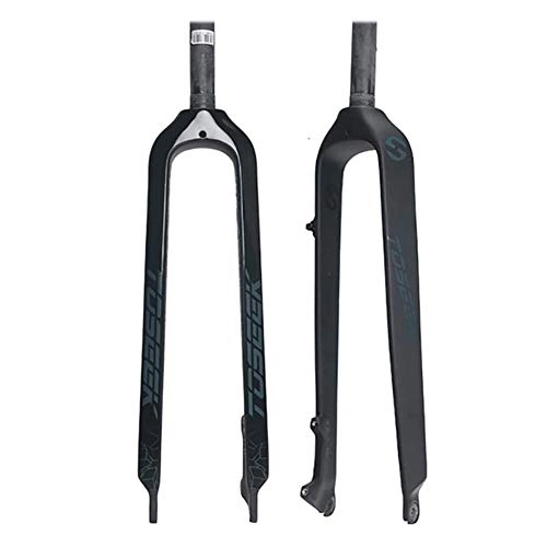 Mountain Bike Fork : MEILINL Forks Bicycle Carbon Fiber 3K Mountain Bike Disc Brake Fork Straight Tube Shoulder Control Duable And Sturdy for Long Distance Cycling (1-1 / 8"Unthreaded), Black, 27.5In