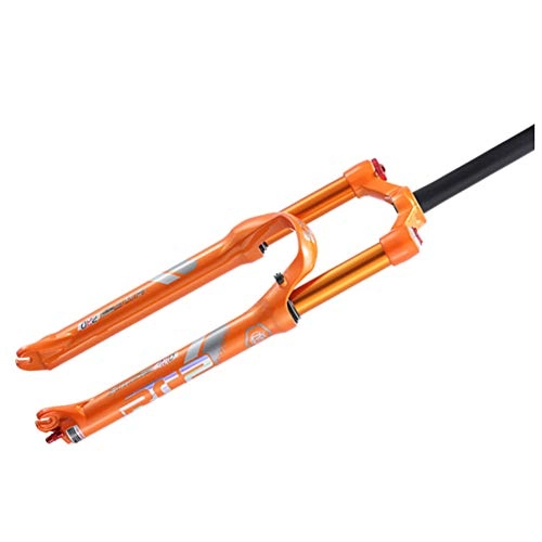 Mountain Bike Fork : MEILINL Mountain Bicycle Suspension Forks MTB Front Fork 26 / 27.5 Inch Straight Tube Double Air Chamber Forks 120 Mm of Travel Offers A Damping Experience with Rebound Adjustment, Orange, 27.5In