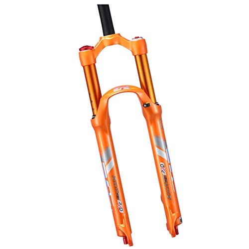 Mountain Bike Fork : MEILINL Mountain Bike Front Fork 26 / 27.5 Inch Air Pressure Shock Absorber Double Air Chamber Forks Straight Tube 1-1 / 8" Damping Adjustment for Long Distance Cycling, Orange, 27.5In