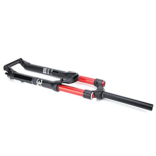Mountain Bike Fork : Meiyya Mountain Bike Fork, Air Front Fork Aluminum Alloy Long‑lasting Lubrication Double-air Chamber Red Tube Anti‑scratch Lubricating Coating for 27.5in Bike