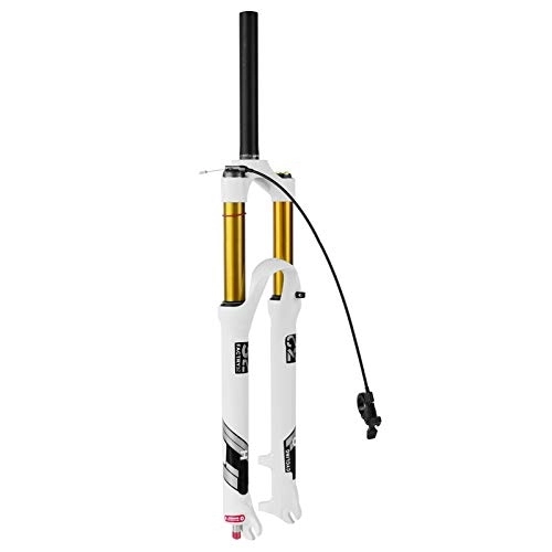 Mountain Bike Fork : MFLASMF Mountain Bike Suspension Fork, 26 / 27.5 / 29 Inch MTB Bicycle Air Front Fork, 140mm Travel Lightweight Alloy 1-1 / 8" 9mm QR White