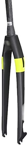 Mountain Bike Fork : MGE 26 / 27.5 / 29 Inch Disc Brake Suspension Fork, Bicycle Hard Fork, Carbon Fiber Front Fork Cone Tube Mountain Bike (Color : Yellow, Size : 27.5inch)