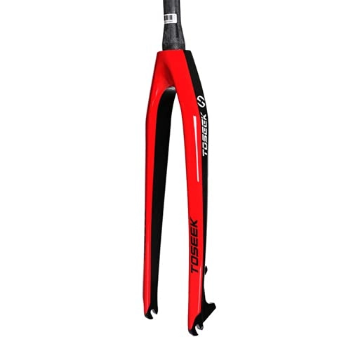 Mountain Bike Fork : MIYUEZ 26 27.5 29 in MTB Front Fork Cone tube 1-1 / 2”39.8mm Ultra Light Full Carbon Fiber Hard Fork High Strength Disc Brake Suspension Forks for competitive bicycle hill climbing, Red-26in
