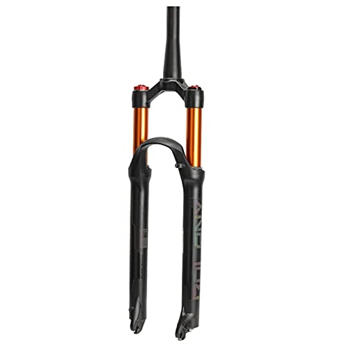 Mountain Bike Fork : Mountain Bicycle Suspension Forks, 26 / 27.5 / 29 Inch MTB Bike Front Fork With Rebound Adjustment, 100mm Travel 28.6mm Tapered Steerer and Straight Steerer Front Fork gold.b-29 inch