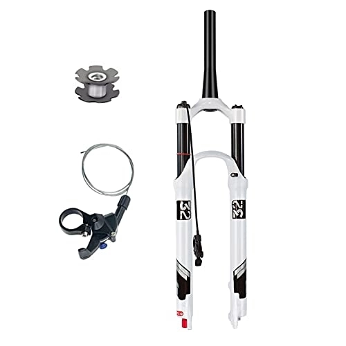 Mountain Bike Fork : Mountain Bicycle Suspension Forks 26 27.5 29inch, Cone Diverter 1-1 / 2" Remote Lock Front Fork Air MTB Bike Suspension Fork (Color : Conical Wire control, Size : 27.5inch)