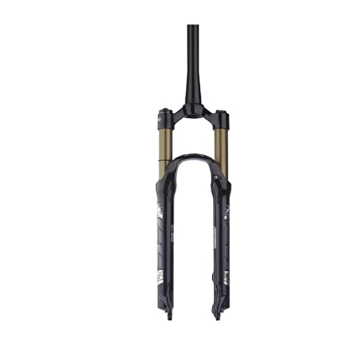Mountain Bike Fork : Mountain Bike Air Front Forks, 26 / 27.5 / 29inch Straight Tube / Tapered Tube Suspension Fork Magnesium Alloy Shock Absorber (Color : Tapered Gold tube, Size : 29)