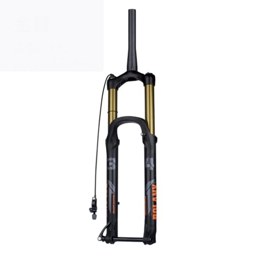 Mountain Bike Fork : Mountain Bike Air Shock Suspension Fork 26 / 27.5 / 29" Damping Adjustment 1-1 / 2" Tapered Steerer HL / RL Manual / Remote Lockout 140mm Travel Disc Brake Thru Axle 110mm*15mm ( Color : B Gold , Size : 27.5in