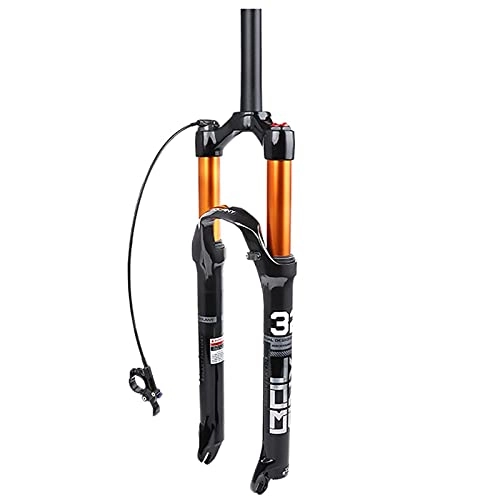 Mountain Bike Fork : Mountain Bike Fork Rebound Adjustment, Tapered and Straight Manual / Remote Lockout Magnesium Alloy Front Fork (Color : Straight Remote, Size : 26 inches)
