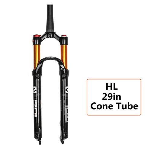 Mountain Bike Fork : Mountain Bike Fork Suspension Air Pressure Damping Gas Fork Stroke 100mm Axis 9mm Accessories Cone Tube HL - Lock Function - Ultra-light Design, 26in (Color : 29in)
