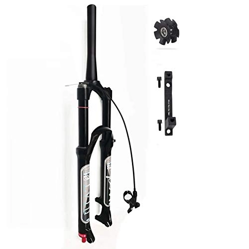 Mountain Bike Fork : Mountain Bike Forks 26 27.5 29 Inch Air Suspension 140mm Travel, Rebound Adjust MTB Front Fork, with 180mm Disc Brake Adapter (Color : Tapered Remote Lock Out, Size : 27.5 inch)