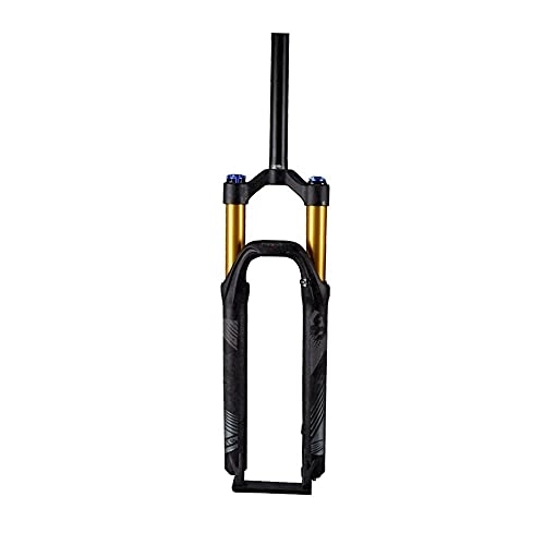 Mountain Bike Fork : Mountain Bike Forks, Bicycle Shock Absorber 26 27.5 29 Inch, Manual Lockout Travel 120mm 1-1 / 8'' QR 9mm MTB Suspension Air Fork(Size:26INCH, Color:BLACK+GOLD)
