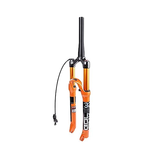 Mountain Bike Fork : mountain bike forks Mountain Bike Front Fork, 26 / 27.5 / 29 Inch MTB Bicycle Suspension Fork, Wire Control Straight / Tapered Tube Gas Fork Quick Release Stroke 100mm (Color : A, Size : 29inch)