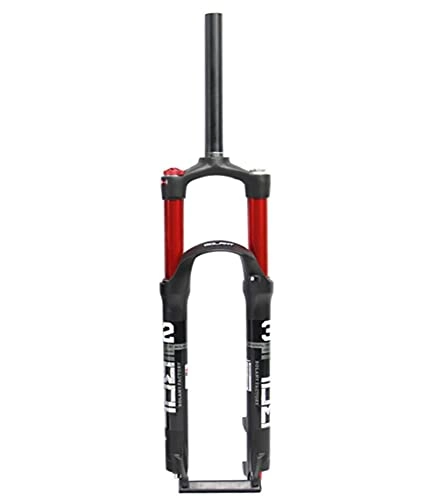Mountain Bike Fork : Mountain Bike Front Fork Shock Absorber Front Fork Double Air Chamber Shock Absorber Front Fork Air Fork Straight Tube Shoulder Control Aluminum Alloy Bicycle Fork(Color:red, Size:26'')