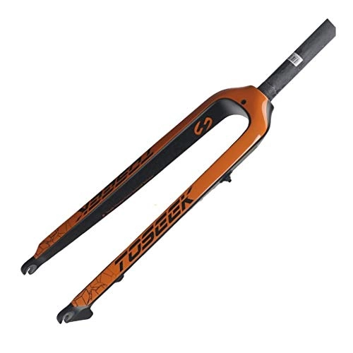 Mountain Bike Fork : Mountain Bike MTB Fork / Road fork, Suspension Front Fork, Matt Paint, 26 / 27.5 / 29 Inch Carbon Fiber Straight Tube Rigid Front Fork (Orange) (Size : 26")