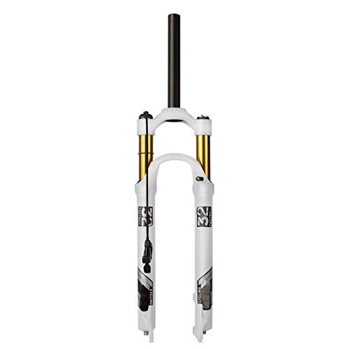 Mountain Bike Fork : Mountain Bike Shock Absorber Front Fork, 26 / 27.5 / 29 Inch Magnesium Alloy Suspension Fork(white)(Size:29, Color:STRAIGHT REMOTE LOCKOUT)