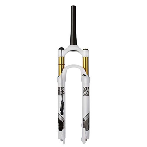 Mountain Bike Fork : Mountain Bike Shock Absorber Front Fork, 26 / 27.5 / 29 Inch Magnesium Alloy Suspension Fork(white)(Size:29, Color:TAPERED REMOTE LOCKOUT)