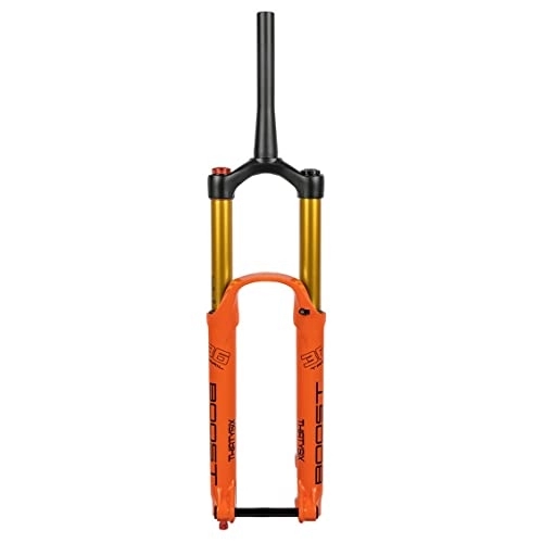 Mountain Bike Fork : Mountain Bike Suspension Fork 27.5 29 inch Air Pressure Shock Absorber Fork 1-1 / 2 Tapered Tube Travel 160mm / 180m Rebound Adjust Manual Lockout DH / AM THR (Color : Orange, Size : 29inch)
