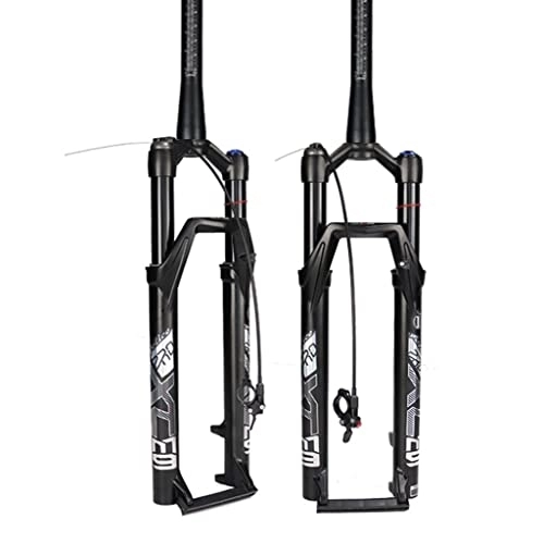 Mountain Bike Fork : Mountain Bikes Front Fork From 27.5 Inch 29 Inch Magnesium Alloy Air Fork For Bikes Shock Absorber Air Fork (Color : Tapered, Size : 29_REMOTE LOCKOUT)