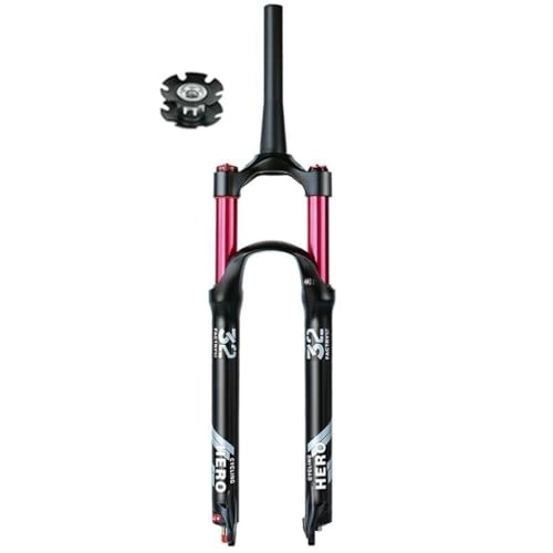 Mountain Bike Fork : MTB Air Suspension Fork Fit For 26 27.5 29 Inch XC AM Mountain Bike Front Forks Ultralight 140mm Travel QR 9mm Tapered Steerer 1-1 / 2'' Rebound Adjust (Color : Black red manual, Size : 27.5inch)