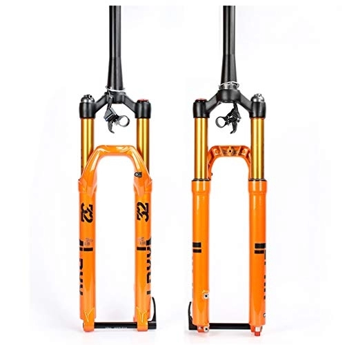 Mountain Bike Fork : MTB Bicycle Magnesium Alloy Suspension Fork 27.5 / 29 Inch，Bicycle Cone Shock Absorber Front Fork Black / Orange(Size:29, Color:ORANGE TAPERED REMOTE LOCKOUT)