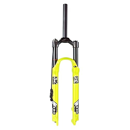 Mountain Bike Fork : MTB Bicycle Suspension Fork 26 / 27.5 / 29 Inch Air Shock Absorber Bike Fork Disc Brake Mountain bike Fork Manual / Remote Lockout Travel 120mm Yellow 1640g (Color : Straight RL, Size : 26inch)