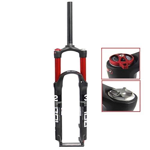 Mountain Bike Fork : MTB bike Mountain Bike Suspension Forks 26 Inch Bicycle Front Fork, MTB Straight Tube Aluminum Alloy Shock Absorber Travel 120mm Air Fork (Color : Red, Size : 29inch)