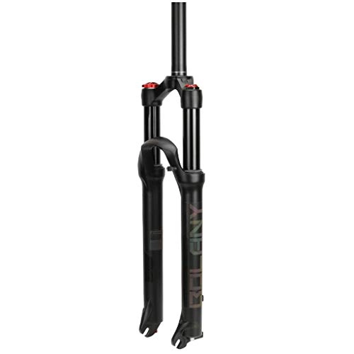 Mountain Bike Fork : MTB bike MTB Suspension Fork 29 Inch, Aluminum Alloy Mountain Bike XC AM Competition Damping Adjustment 1-1 / 8" Disc Travel 120mm Air Fork (Color : Black, Size : 26 inch)